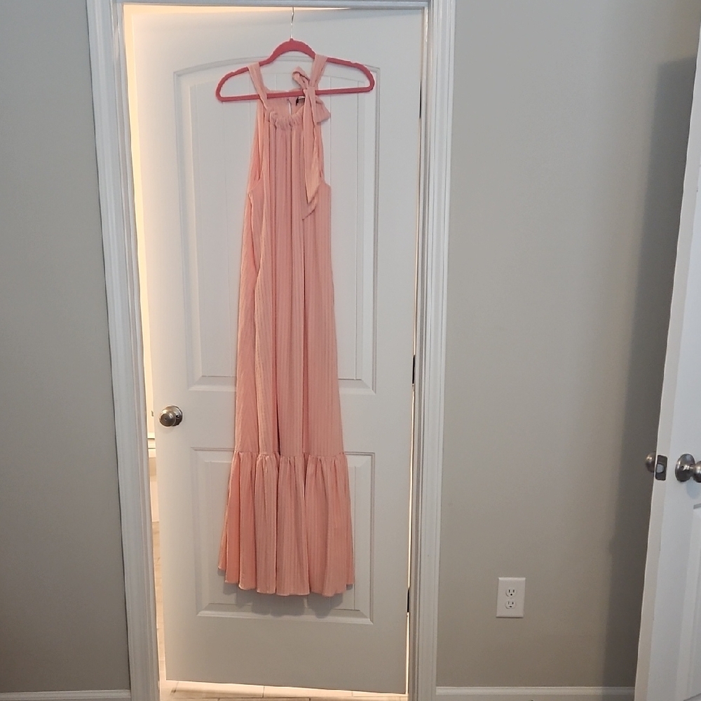 Kay Unger Peach Textured Dress